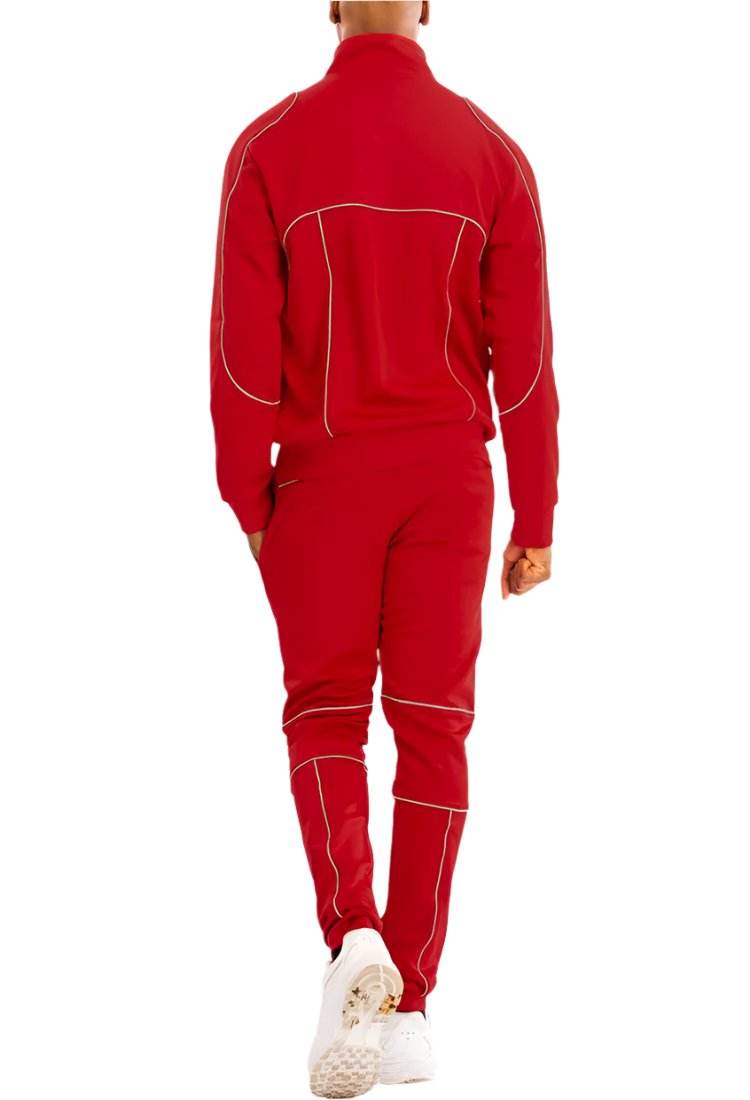 Men's 2PC Track Set in stylish red track suit for comfort and athletic wear