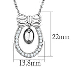 Stylish rhodium necklace gift featuring a bow design with sparkling accents and a pendant