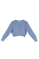 Lilou stylish ribbed knit ensemble featuring a cropped blue sweater for women's outfits