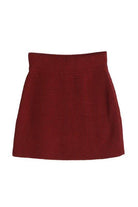 Lilou stylish ribbed knit ensemble featuring a chic burgundy ribbed mini skirt for a fashionable look