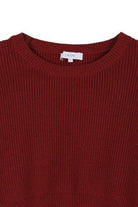 Lilou stylish ribbed knit ensemble featuring a comfortable crew neckline in rich burgundy color