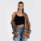 WEIV Women's Stylish Shacket for Travel in Plaid with Oversized Fit and Casual Look