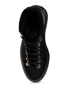 Rag Company stylish shearling collar boots with a rugged design and lace-up closure for comfort