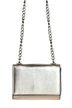 Stylish silver purse for women with textured finish and chain shoulder strap by Bella Chic