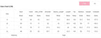 Size chart for stylish summer travel outfit women by YNIQUE showing measurements in centimeters for bust waist hem shoulder sleeve length hip bottoms inseam and outseam