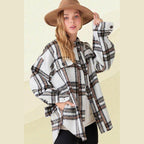 La Miel Women's Stylish Travel Jacket with Plaid Design and Oversized Fit