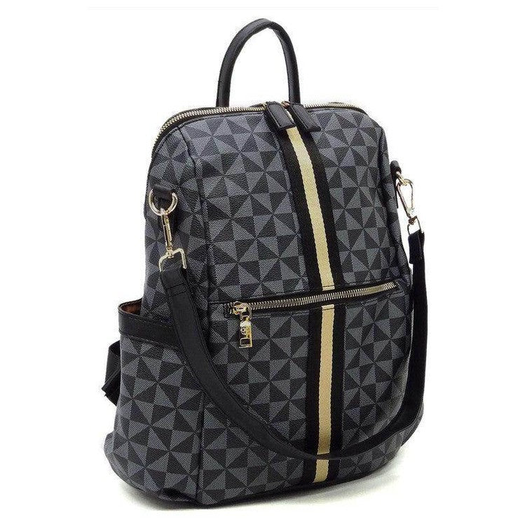 Fashion World stylish vacation backpack with geometric design and adjustable straps for travel convenience
