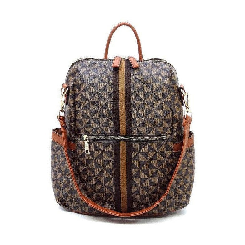 Fashion World stylish vacation backpack with geometric pattern and adjustable straps for travel