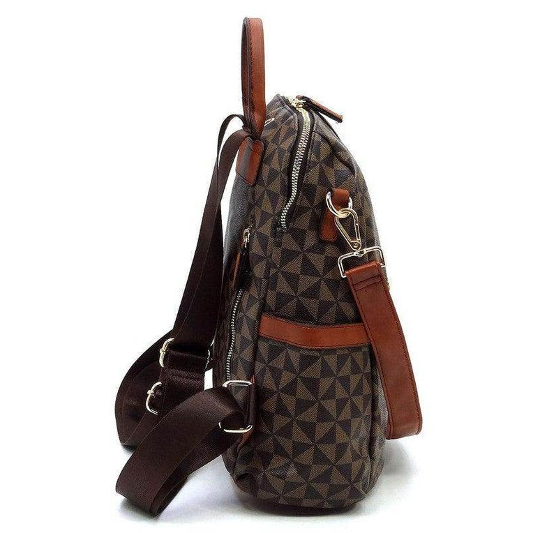 Stylish vacation backpack from Fashion World with geometric pattern and adjustable straps