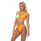 Beach Joy Bikini women's swimwear 2PC stylish vacation bikini set in orange and light green