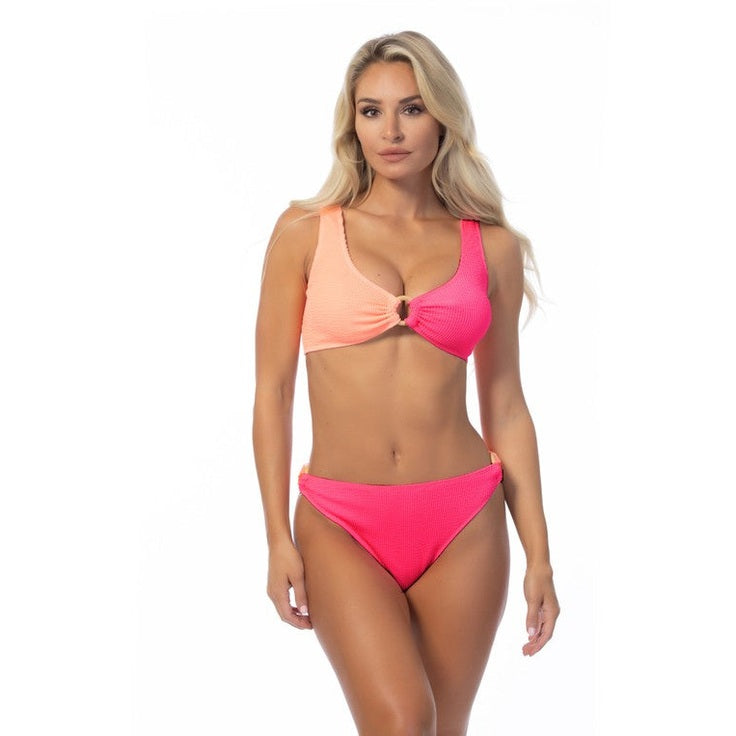 Beach Joy Bikini stylish vacation bikini set in pink and peach color two-piece swimwear for women