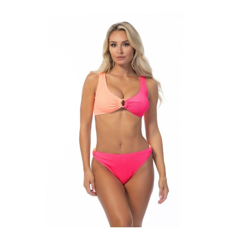Beach Joy Bikini stylish vacation bikini set in pink and peach color two-piece swimwear for women