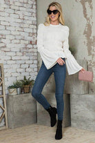 Andante USA stylish vacation blouse in white with bell sleeves, perfect for casual outings