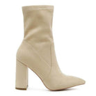 Rag Company stylish vacation boots in beige with a pointed toe and chunky heel for trendy summer outfits