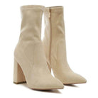 Stylish vacation boots by Rag Company in beige with a pointed toe and block heel design