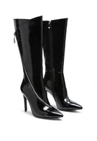 Rag Company stylish vacation boots with a sleek black design and high stiletto heels