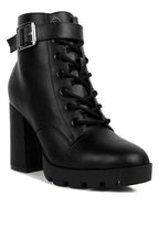 Rag Company stylish vacation boots in black with lace-up design and chunky heel