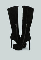 Rag Company stylish vacation boots with high heels and fur trim for fashionable outings
