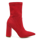 Rag Company stylish vacation boots in red suede with a stylish high block heel