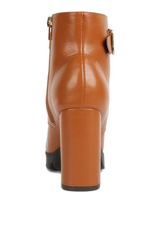 Rag Company stylish vacation boots in brown with a chunky heel for trendy comfort and support
