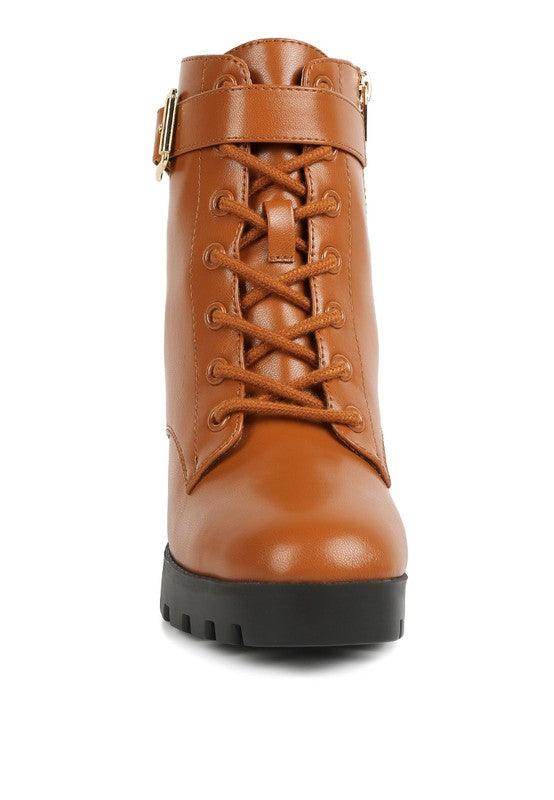 Rag Company stylish vacation boots in brown with lace-up design and buckle detail for trendy outfits