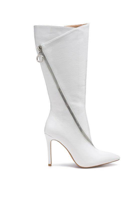 Rag Company stylish vacation boots in white with a sleek design and high stiletto heel