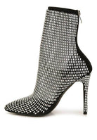 Rag Company stylish vacation footwear ankle boots with a sleek stiletto heel and unique geometric design
