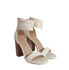 Let's See Style Stylish Vacation Footwear featuring elegant white heels with ankle straps and block heels