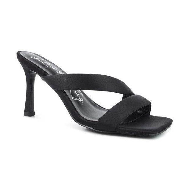 Rag Company stylish vacation heels in black with crisscross straps and a sleek design