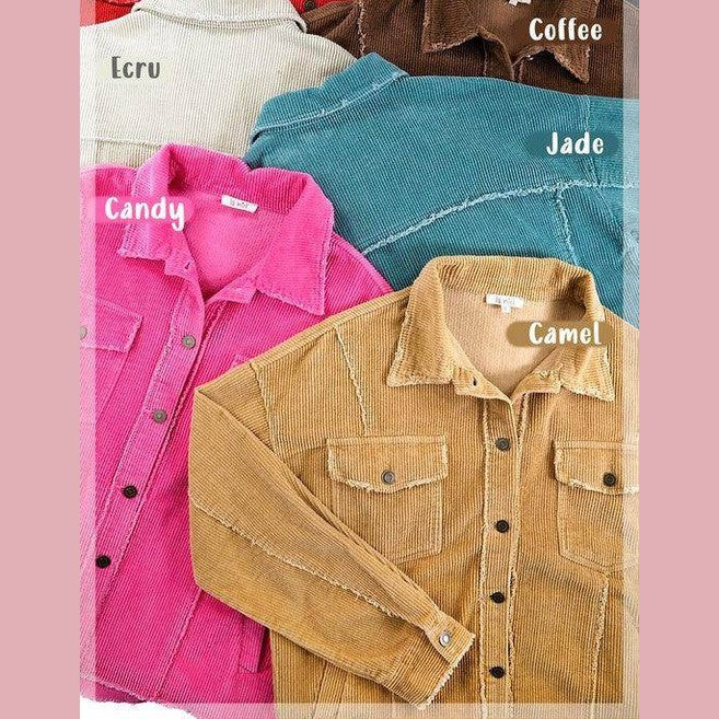 La Miel stylish vacation jacket in various colors including terracotta, black, ecru, and camel