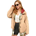 La Miel stylish vacation jackets in tan plaid with a relaxed fit, perfect for casual outings