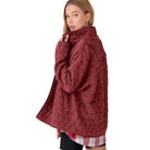 La Miel stylish vacation jackets in burgundy with a quilted texture for chic travel outfits