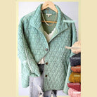 La Miel Birdy Sage Quilted Women's Stylish Vacation Jackets with Button Closure and Oversized Fit