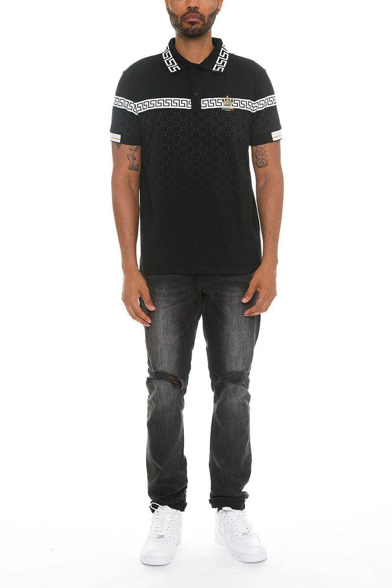 Men's stylish vacation polo shirt in black with unique design and comfortable fit