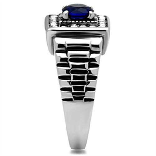 Stylish vacation rings for men featuring a blue stone on a sleek silver band