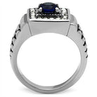 Stylish vacation rings for men featuring a bold design with a blue gemstone and sparkling accents