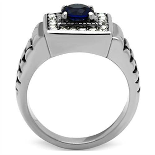 Stylish vacation rings for men featuring a bold design with a blue gemstone and sparkling accents