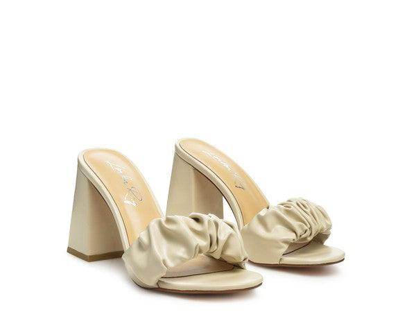 Rag Company stylish vacation sandals with ruched design and block heels for comfortable summer wear