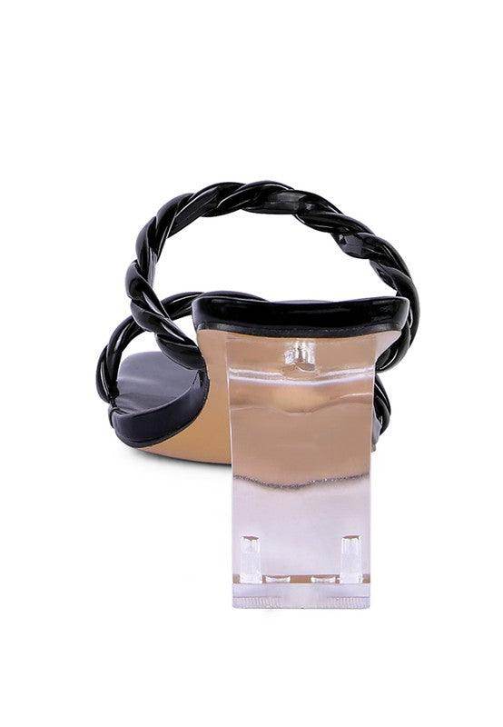 Rag Company stylish vacation sandals with braided strap and transparent heel for chic summer outings