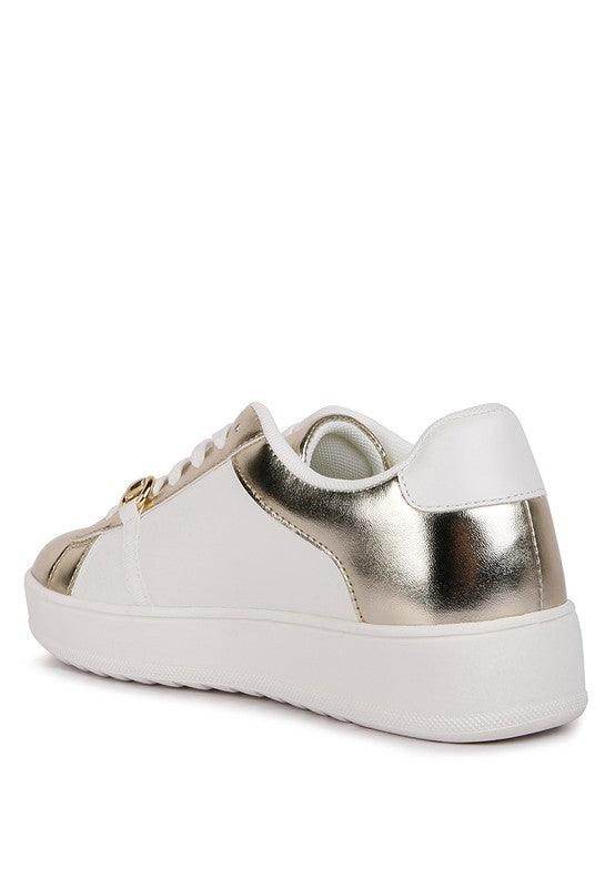 Rag Company stylish vacation sneakers in white and metallic gold with a sleek design for casual outings