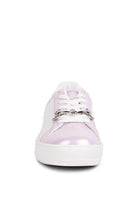 Rag Company Women's Stylish Vacation Sneakers in Lavender with Shiny Accents and Classic Lace-Up Design
