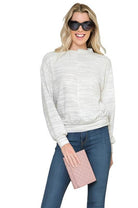 Andante USA Women's Stylish Vacation Tops for Women in Light Gray with Long Sleeves and Relaxed Fit