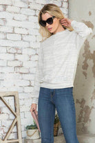 Andante USA Women's Stylish Vacation Tops for Women in Light Gray with Long Sleeves