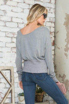 Stylish Vacation Tops Women in soft gray, featuring a relaxed fit and elegant back design for casual outings