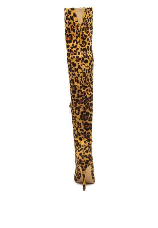 Rag Company's stylish vegan leather footwear boot featuring a trendy leopard print design