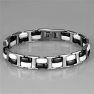 Stylish women's link bracelet featuring a modern black and white design with a polished finish