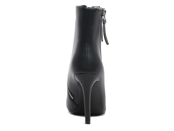 Rag Company stylish zipper ankle boots in black with high heels and elegant design