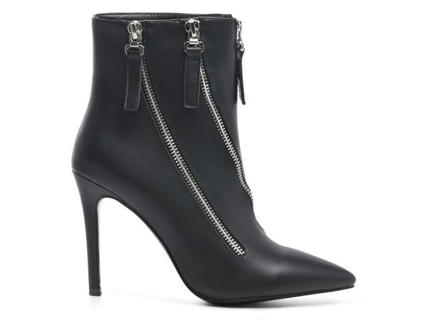 Rag Company stylish zipper ankle boots in black with pointed toe and stiletto heel