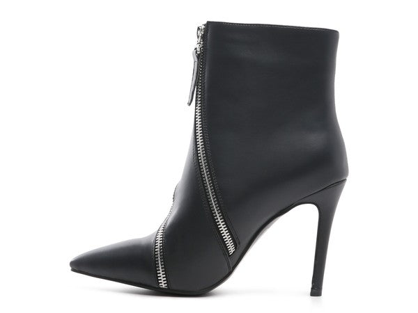 Rag Company stylish zipper ankle boots in black with pointed toes and high heels