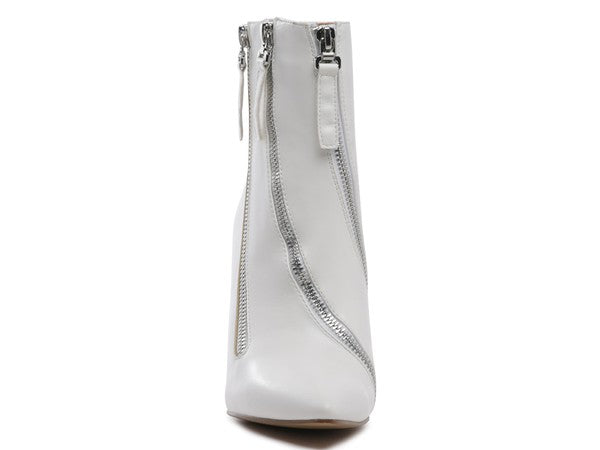 Rag Company stylish zipper ankle boots in white with double zipper detail for a trendy look